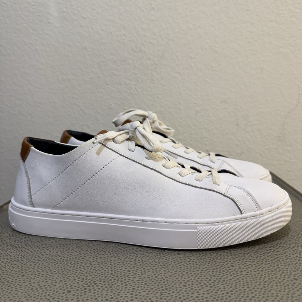 BYLT Men's Everyday White Brown Leather Casual Shoes Athleisure Sneakers SZ 10.5